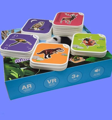 Juego de 68 tarjetas mágicas 4D de zoológico de lujo, juego educativo de animales AR, 13 idiomas intercambiables, el mejor regalo para niños.